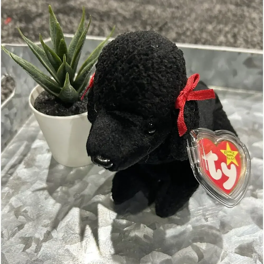 TY Beanie Baby Original GIGI‎ The Black Poodle Plush Mint Tag and Protector 1998
